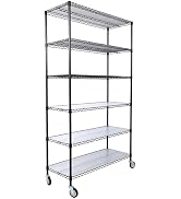 Donext 6-Tier Shelving Unit with 6-Tier Liners, Heavy Duty Adjustable Storage Rack with Wheels & ...