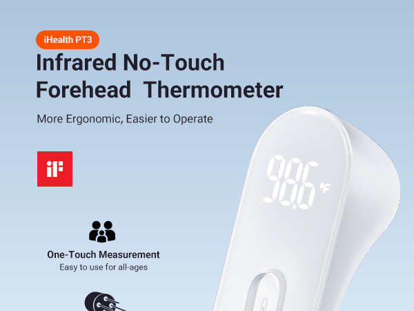 iHealth No-Touch Forehead Thermometer for Adults, Kids, Babies