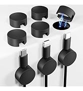 Viaky 8-Pack Magnetic Cable Holder Black, Self Adhesive Silicone Magnet Cable Straps, Strong Cord...