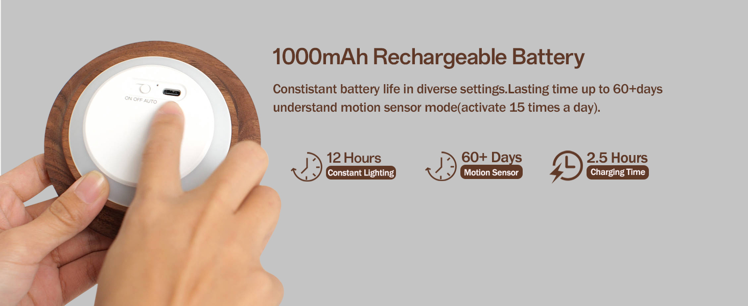 Rechargeable Wood Motion Sensor Night Light