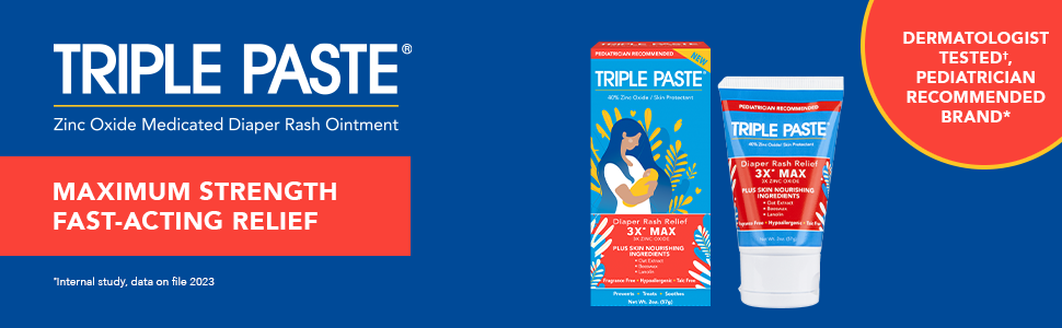Triple Paste maximum strength diaper rash ointment for babies provides fast acting relief