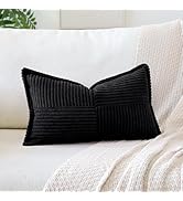 OTOSTAR Striped Corduroy Throw Pillow Covers with Splicing Super Soft Boho Pillow Covers Broadsid...