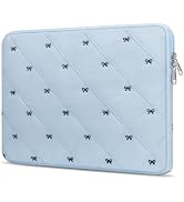 13 Inch Lightweight Bow Puffy Laptop Sleeve Case, Protective Shockproof Laptop Bag for Women, Com...
