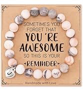 Fmeida Birthday Gifts for Women - Natural Stone Stretch Bracelets for 30th 35th 40th 45th 50th 60...