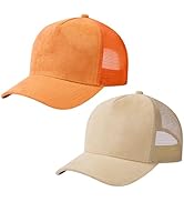 UVSAI Suede Curved Brim Trucker Cap Adjustable Snapback Hat Mesh Back Breathable for Men Women 2 ...