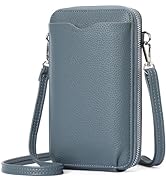 RNIEGA Small Cell Phone Purse Bags for Women Leather Wallet with Credit Card Slots,Gray Blue
