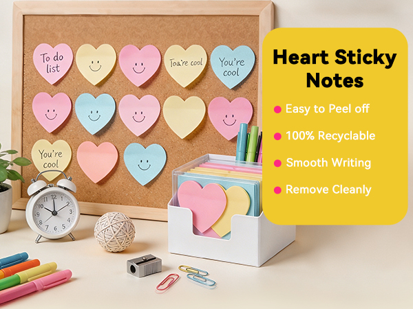 heart sticky notes