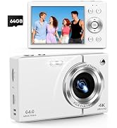 Digital Camera, 4K Vlogging Camera with Autofocus, 64MP, 16X Zoom, 64GB Card Included, Built-in B...