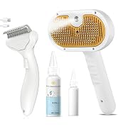 3-in-1 Pet Steam Brush Set for Dogs & Cats, Grooming Comb with Spray, Defur Tool, Water-Assisted ...