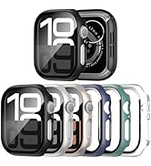 JERXUN 6 Pack Case with Tempered Glass Screen Protector for Apple Watch Series 11 Series 10 46mm,...