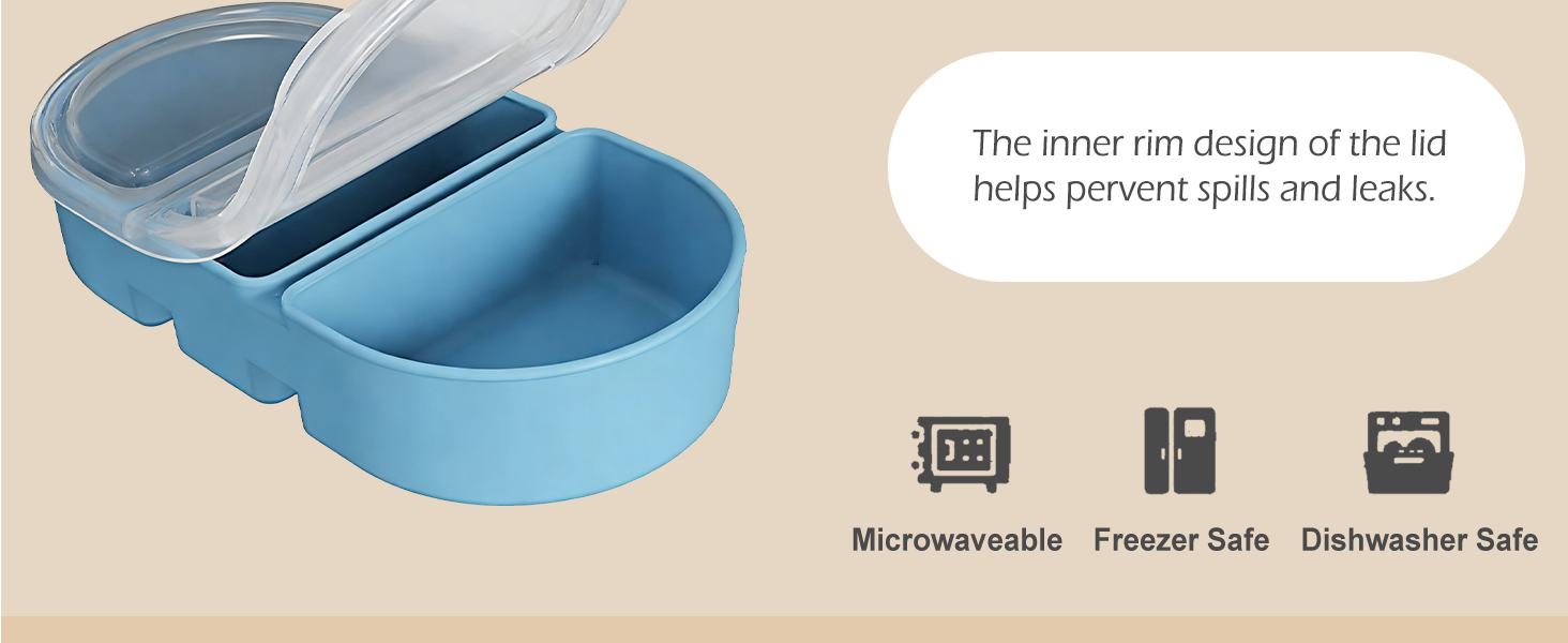 ZOMOVOR 3 Pack Reusable Silicone Snack Containers with Lids, Meal Prep Containers 3 Compartments,