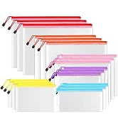 SUNEE Multisize Plastic Zipper Pouches (6 Colors, 18 Packs), Water-Resistant Zip Bag for School O...
