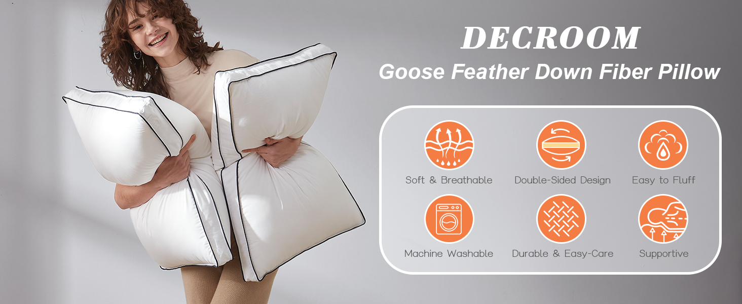 Goose feater down fiber pillow-2