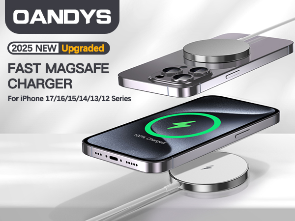 2 Pack Magnetic Charger-Compatible with iPhone 17/16/15/14/13/12 Series.