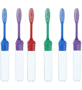 Henry Schein Acclean Travel Toothbrush Full Head with Cover, Assorted Colors, 6 Pack, Portable Ma...