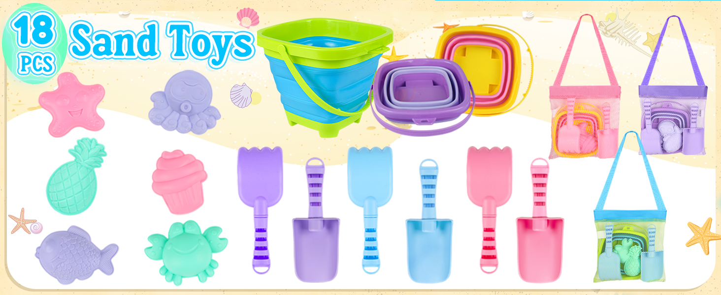 Foldable Sand Bucket and Shovels Set