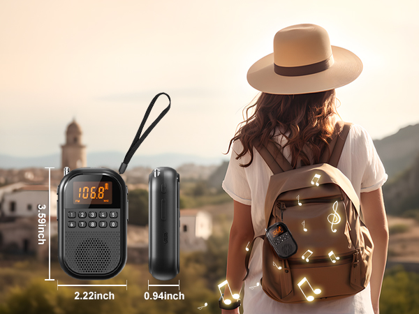 Compact radio wit lanyard