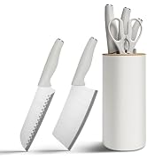 Small Knife Block Set, Modern Kitchen Knife Scissors with Universal Round Holder, Home Apartment ...