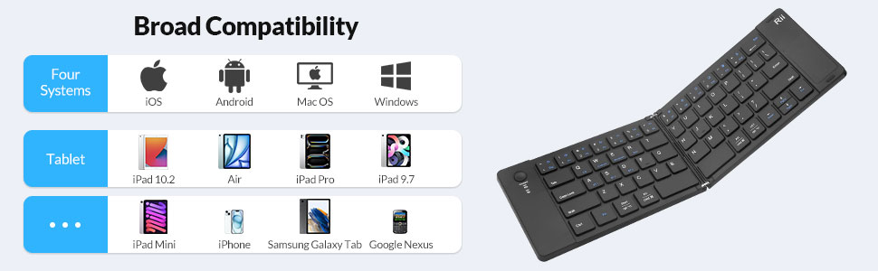 Rii RK808 Foldable Bluetooth Keyboard with Touchpad
