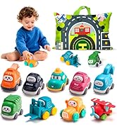 ALASOU 9 PCS Baby Cranes Car Toys for 1 Year Old Boy with Playmat/Storage Bag|1st Birthday Gift f...