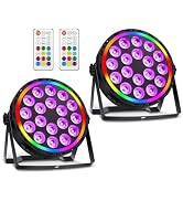 Telbum DJ Par Lights DMX, 70W 18LEDs RGBW Stage Par Light with Rainbow LED Strip Remote Control, ...