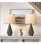 PoKat 23.5'' Farmhouse Table Lamps Set of 2, Rustic Nightstand Lamps for Bedroom, Classic Bedside...