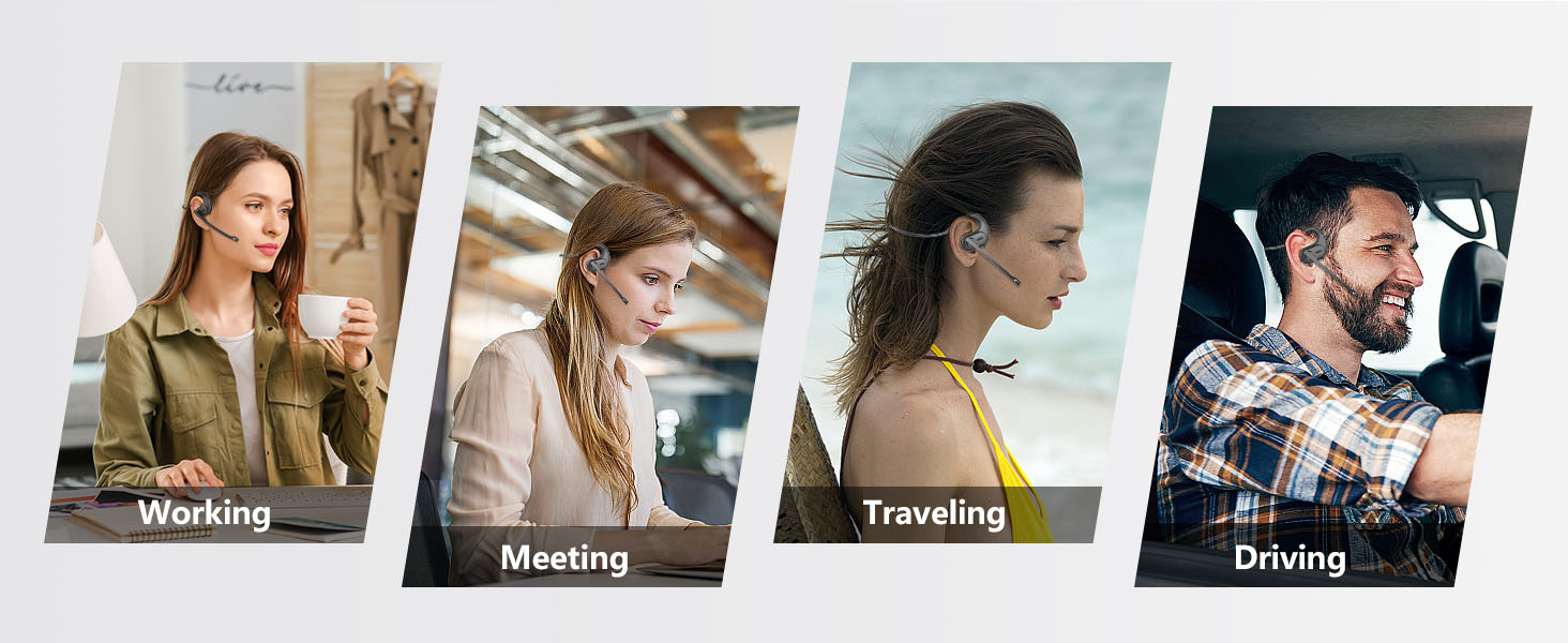 BANIGIPA Bluetooth Headset with Removable Microphone, Noise Cancelling Wireless Headset for Phones