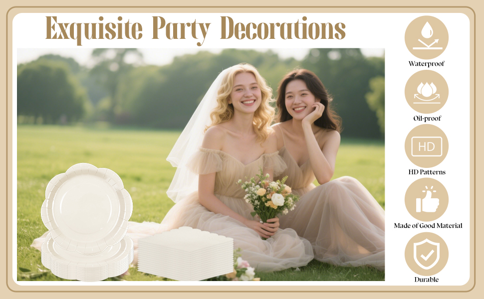Ivory Paper Plates and Napkins