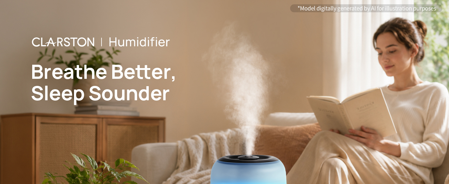 24dB Ultra Quiet, 25H Long Runtime, 200ml/h Faster Relief, 5µm Ultrafine Mist, Auto-Shut Off