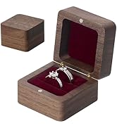 MFXIP Wooden Ring Box, 2 Slots Small Square Solid Wood Double Ring Holder Case Box, Vintage Ring ...
