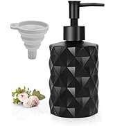 12 Oz Matte Glass Soap Dispenser with Funnel, Black Hand Soap Dispensers with Stainless Steel Pum...