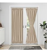 Easy-Going Blackout Door Curtains, Rod Pocket Privacy Light Filtering Sidelight Curtains French D...