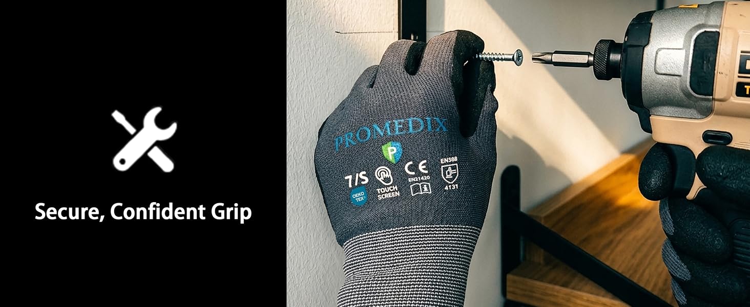 Supports stable handling of tools, hardware and supplies to lower slipping risks