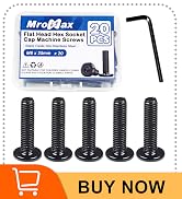 MroMax 20Pcs M6 x 25mm Flat Head Hex Socket Cap Screws, 304 Stainless Steel 18-8, Full Thread, Bl...