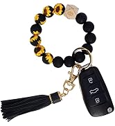 BIHRTC Key Ring Bracelet Car Keychain Holder Wristlet Silicone Women Beaded Bangle Chains