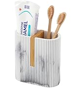 rejomiik Toothbrush Holders Electric Toothbrush Holder for Bathrooms, Bamboo Tooth Brushing and T...