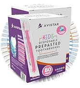 Kids 80 Prepasted Disposable Toothbrushes Individually Wrapped - Single Use Pre Pasted Disposable...
