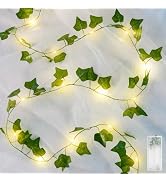 suddus Vines with Lights Battery Operated, 20 LED 6.56FT Fairy Lights Leaves with Timer, Ivy Vine...