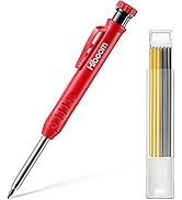 Hiboom Solid Carpenter Pencil Set for Construction with 7 Refills Built-in Sharpener, Long Nosed ...