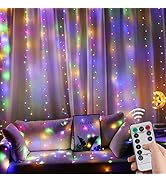 Bexdir Curtain String Lights, 300 LED Curtain Lights Color, Fairy Lights Curtain with 8 Modes & 1...