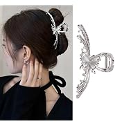 1Pcs Metal Sliver Hair Clips Cat’s Eyes Stone Butterfly Hair Claw Clips Cool Style Butterfly No-S...
