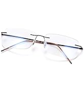 YIMI Progressive Multifocus Rimless Reading Glasses UV400 Computer Anti Blue Light Readers Transi...