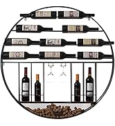 Vintage Decorative Modern Black Metal Round Wall Mounted Wine Display Rack
