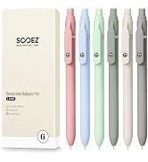 Sooez 6 Pack Ballpoint Pen, Retractable Black Pen ballpoint Smooth Writing | Comfort Grip Fidge P...