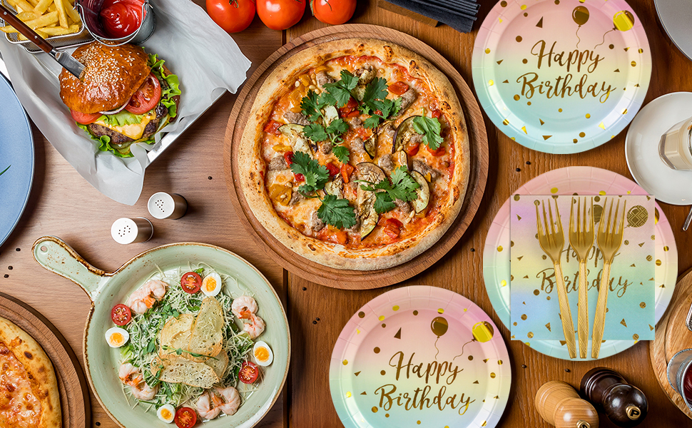 happy birthday plates and napkins set