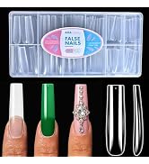 AKA Unicorn 240Pcs Nail Tips, Long Square Clear Full Cover Fake Acrylic Nails, Press On Nail Exte...