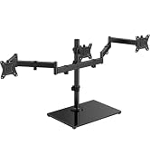HUANUO Free Standing Triple Monitor Mount for 13-27 Inch Screens | Larger Tempered-Glass Base, He...