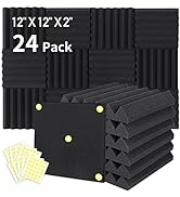 Focusound 24 Packs Acoustic Foam Panels 2" X 12" X 12", Soundproofing Foam Noise Cancelling Foam ...