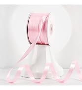 MEEDEE Light Pink Satin Ribbon 3/8 Inch Lux Double Sided Satin 100 Yards Roll Light Pink Thin Rib...