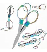 WMKGG 4 Pack Folding Scissors, Stainless Steel Portable Mini Badge Scissors with 4 PCS Keychains,...